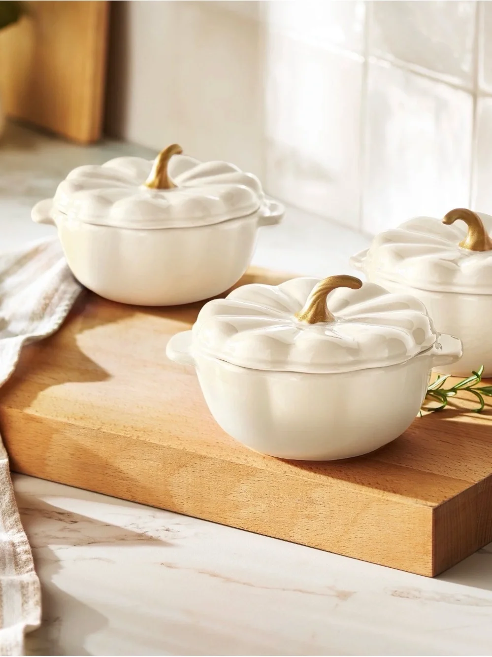 The Pioneer Woman 0.5 quart Pumpkin Stoneware Mini Cocottes Set of 3